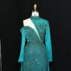 Luxury Green One-Shoulder Mermaid Evening Dress with Overskirt