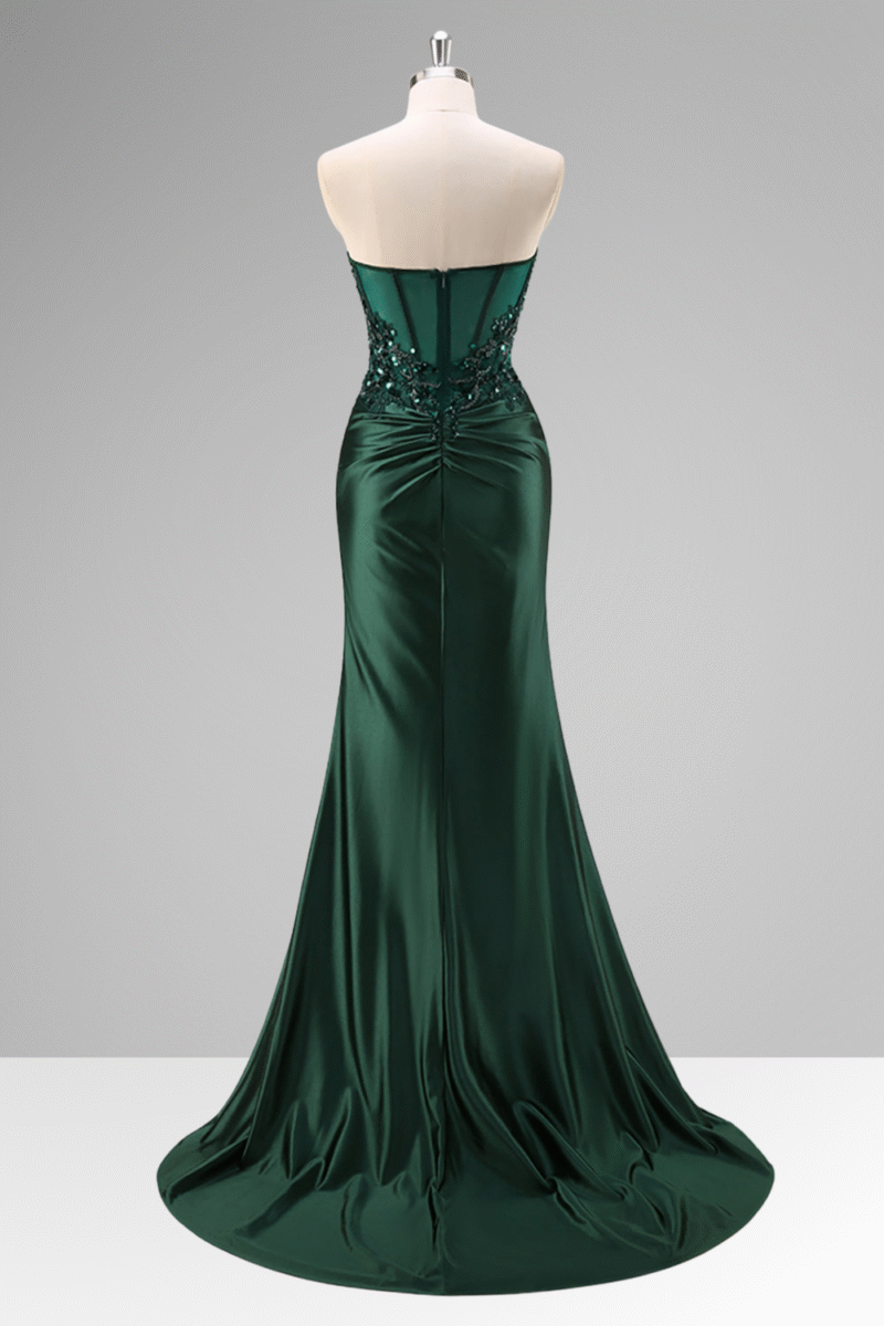 Green Mermaid Sequin Prom Dress with Beading