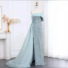 Turquoise Elegant Mermaid Evening Dress with Side Split – Party Gown