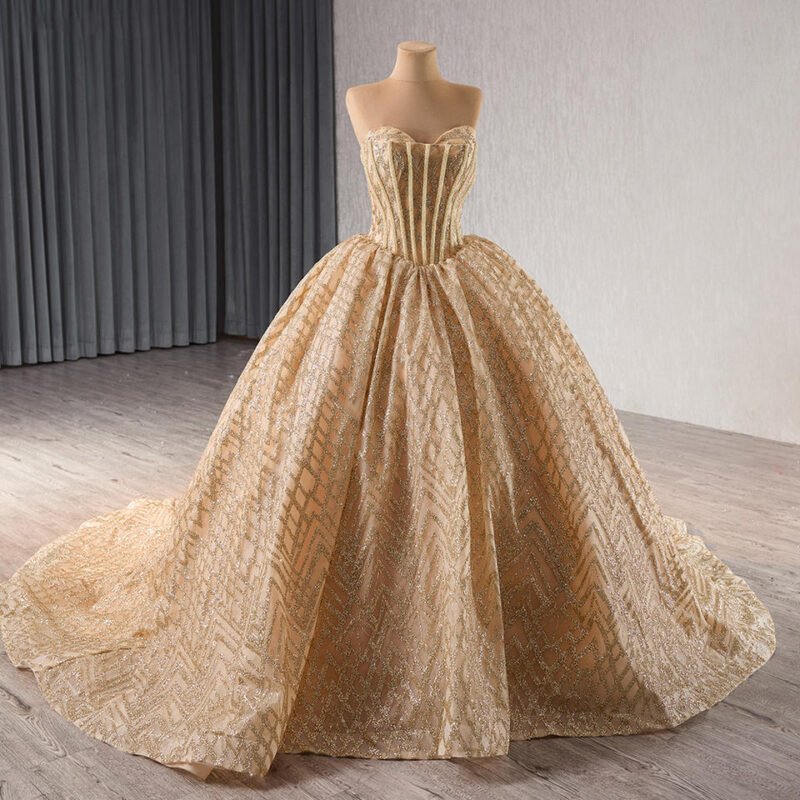 Glitter Golden Sweetheart Ball Gown
