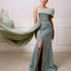 Turquoise Elegant Mermaid Evening Dress with Side Split – Party Gown