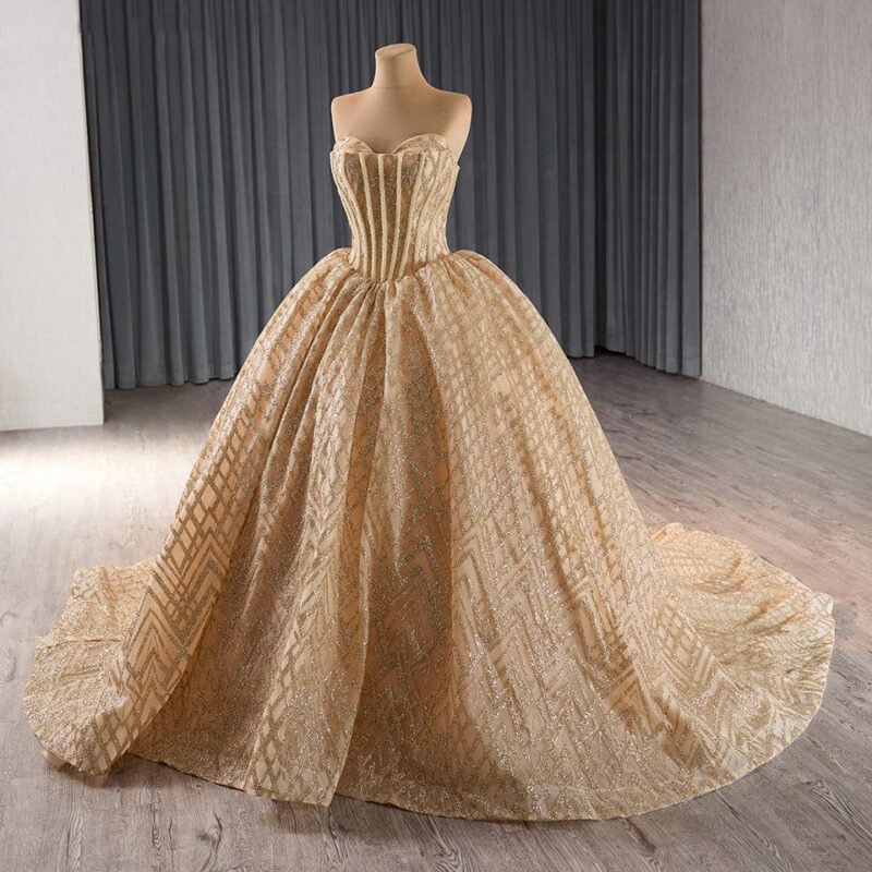 Glitter Golden Sweetheart Ball Gown