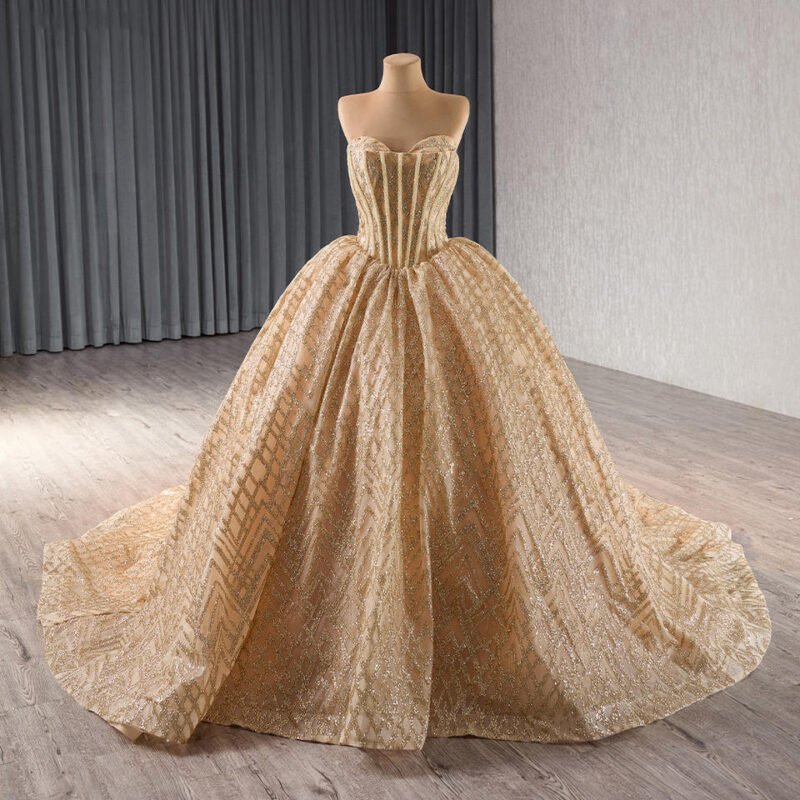 Glitter Golden Sweetheart Ball Gown