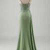 Light Green Spaghetti Straps Appliqued Evening Dress