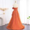 Elegant Rust Orange Luxury Beaded Evening Dress
