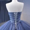 Sweetheart Blue Off-Shoulder Lace Applique Ball Gown