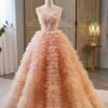 Orange Luxury Ruffle Ball Gown Dress