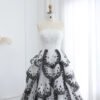 Luxury White Sequin Ball Gown with Train – Elegant Evening Dress