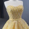 Yellow Luxury Sequined Off-Shoulder Ball Gown