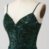 Sparkly Dark Green Sequin Mermaid Prom Dress – Corset Bodice with High Slit