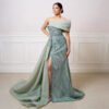 Turquoise Elegant Mermaid Evening Dress with Side Split – Party Gown