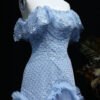 Luxury Off-the-Shoulder Sky Blue Evening Dress