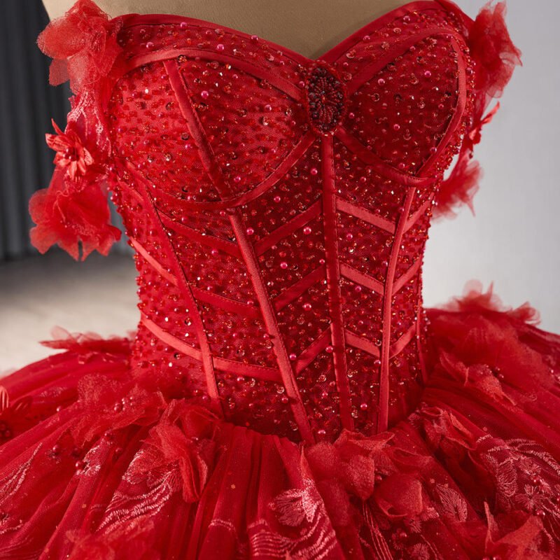 Red Off-the-Shoulder Quinceanera Dress