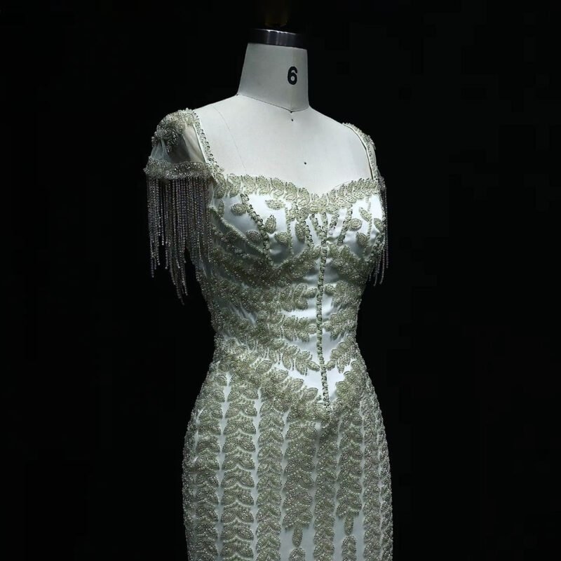 Luxury Tassel Straight Brown Evening Dress