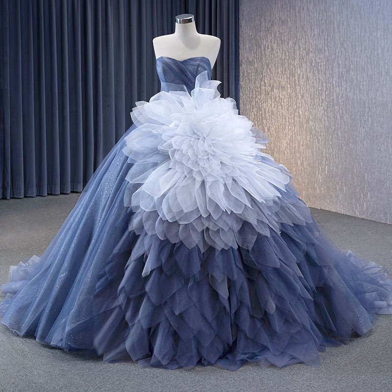 Sweetheart Blue Off-Shoulder Lace Applique Ball Gown