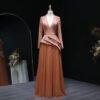 Orange Beaded Evening Dress – Elegant Formal Party Gown