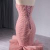 Rose Pink Boat Neck Mermaid Evening Party Gown
