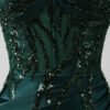Sparkly Dark Green Sequin Mermaid Prom Dress – Corset Bodice with High Slit