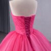 Rose Pink Sleeveless Ruffle Lace Ball Gown
