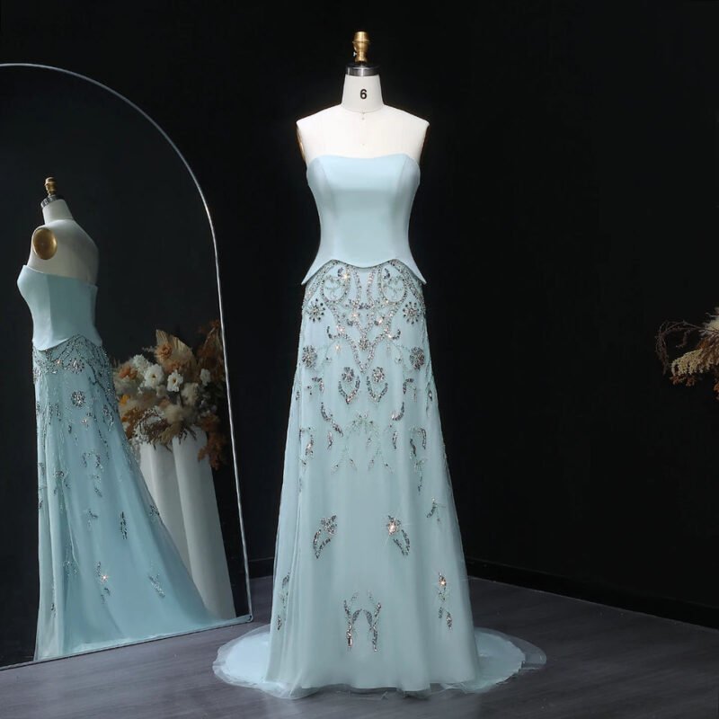 Gray Green Luxury Evening Dress for Women