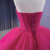 Sweetheart Neck Pink Rose Ruffles Ball Gown