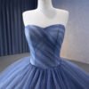 Sweetheart Blue Off-Shoulder Lace Applique Ball Gown