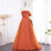 Elegant Rust Orange Luxury Beaded Evening Dress