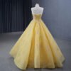 Yellow Luxury Sequined Off-Shoulder Ball Gown