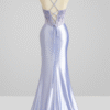 Lilac Spaghetti Strap Mermaid Prom Dress with Beading