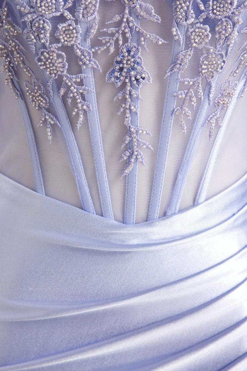 Lilac Spaghetti Strap Mermaid Prom Dress with Beading