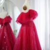 Fuchsia Luxury Dubai Ball Gown Evening Dress