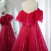 Fuchsia Luxury Dubai Ball Gown Evening Dress