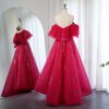 Fuchsia Luxury Dubai Ball Gown Evening Dress