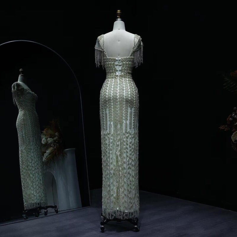 Luxury Tassel Straight Brown Evening Dress