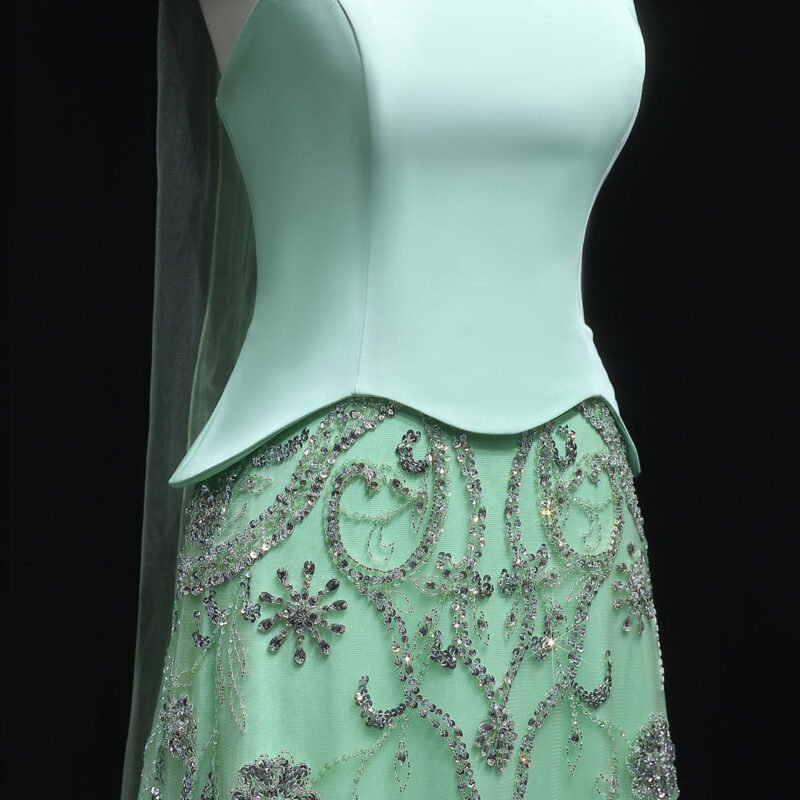 Gray Green Luxury Evening Dress for Women