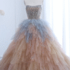 Multicolored Ruffles Princess Ball Gown Evening Dress