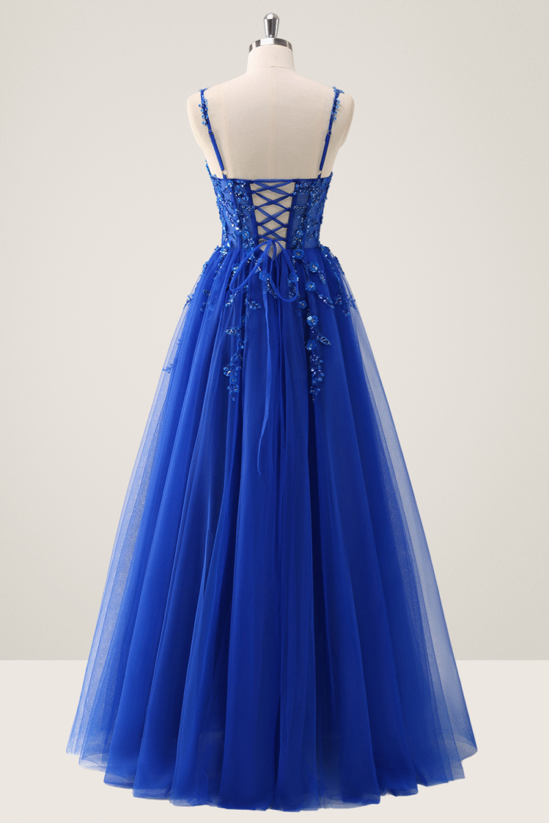 Pink Spaghetti Strap A-Line Prom Dress with Sequin Appliques