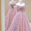 3D Off-Shoulder Light Pink Ball Gown – Prom & Evening Dress