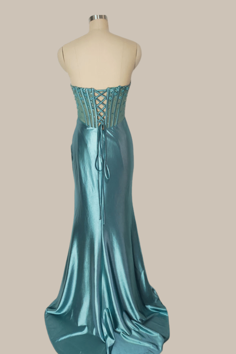 Blue Sequin Mermaid Prom Dress – Spaghetti Strap Glamorous Evening Gown