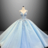 Light Sky Blue Floor-Length Quinceanera Dress