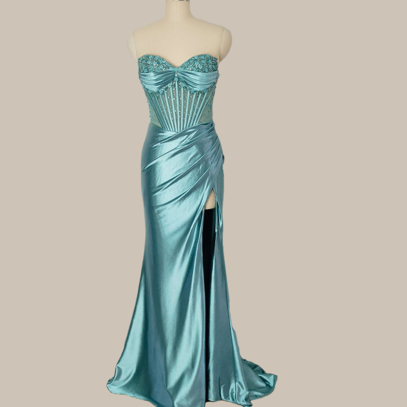 Blue Sequin Mermaid Prom Dress – Spaghetti Strap Glamorous Evening Gown