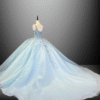 Light Sky Blue Floor-Length Quinceanera Dress