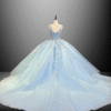 Light Sky Blue Floor-Length Quinceanera Dress