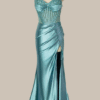 Blue Sequin Mermaid Prom Dress – Spaghetti Strap Glamorous Evening Gown