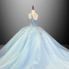 Light Sky Blue Floor-Length Quinceanera Dress
