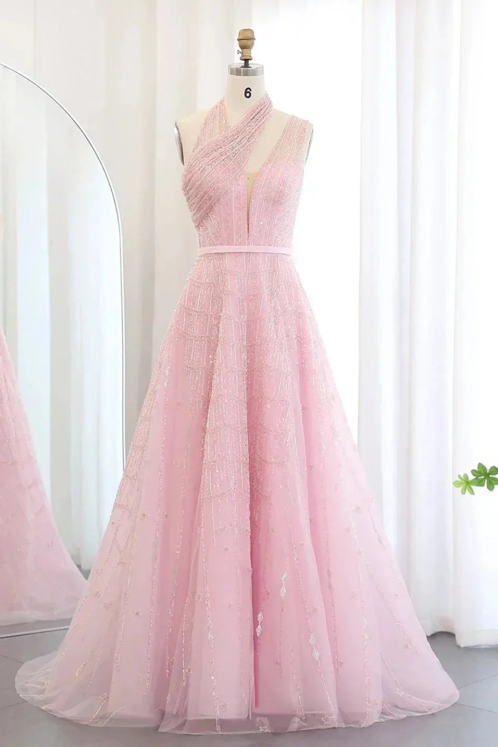 Luxury Beaded A-Line Prom Dress Off Shoulder Sweetheart Floor-Length Gown