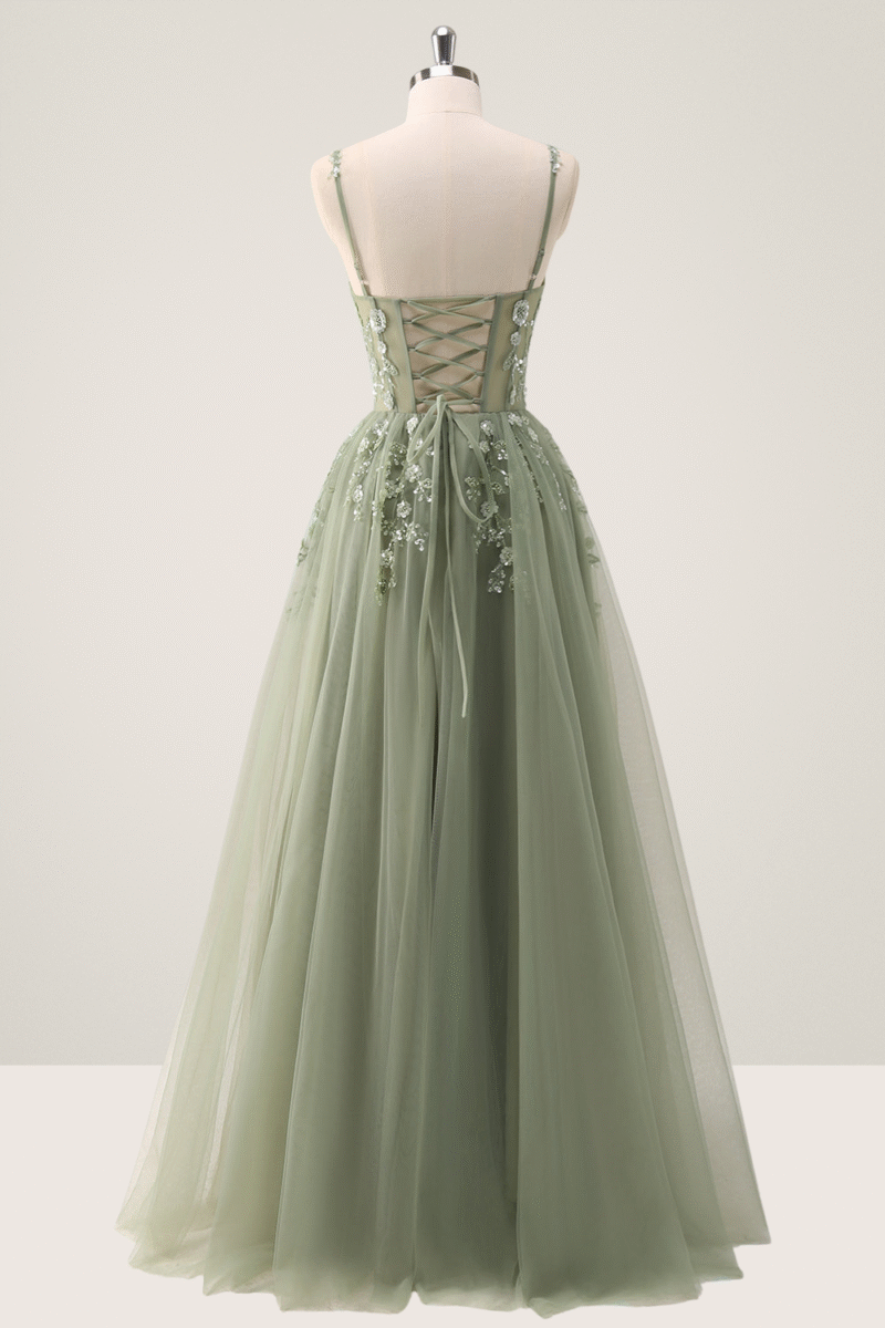 Pink Spaghetti Strap A-Line Prom Dress with Sequin Appliques