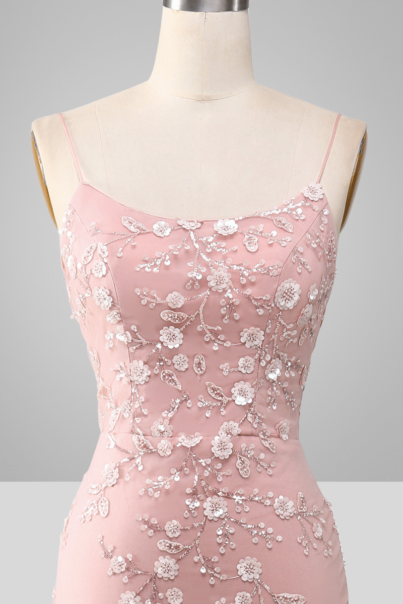 Blue Sparkly Beaded Mermaid Long Prom Dress