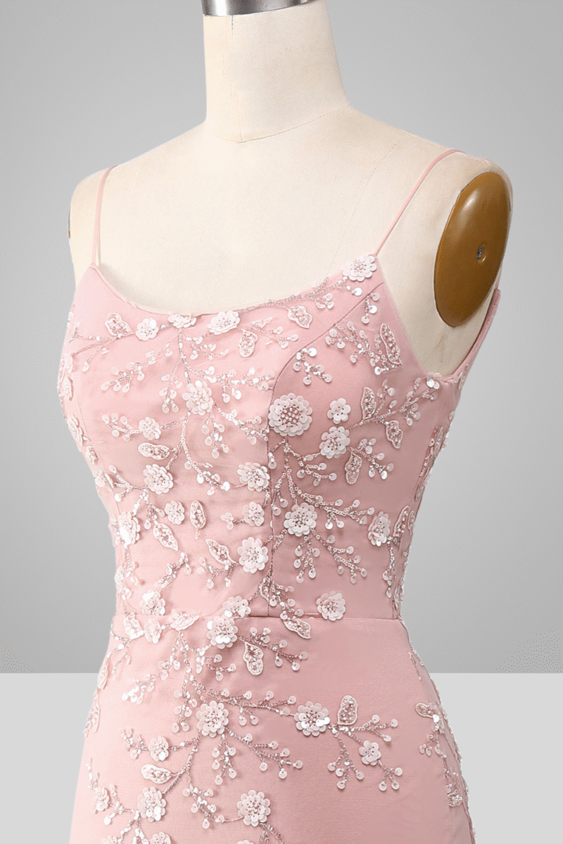 Blue Sparkly Beaded Mermaid Long Prom Dress