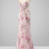 Mermaid Sparkly Pink Floral Sequin Prom Dress